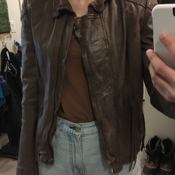 Muubaa Galaxi Leather Biker Jacket (taupe/brown, women, US 4) - Picture 10 of 10